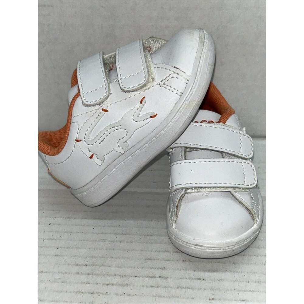 Lacoste Carnaby Shoes Kids Size 4 White/Orange